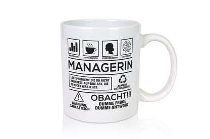 Achtung Probleme Managerin | Management lustig Humor Geschenkidee Geschenk Tasse