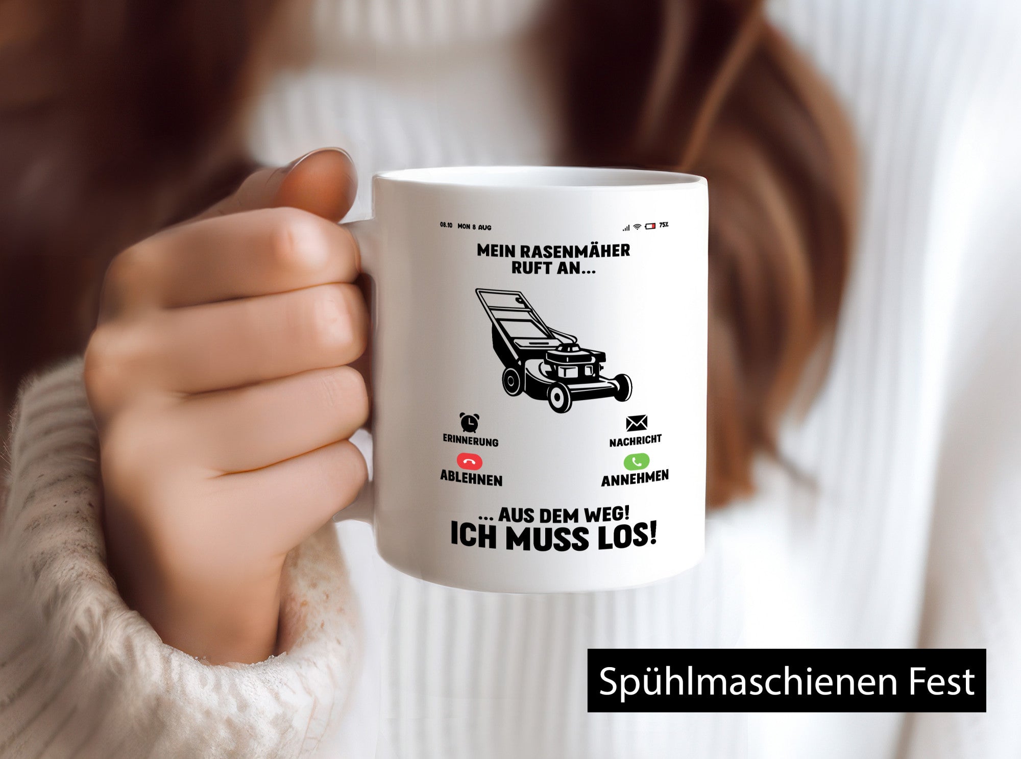 Mein Rasenmäher ruft an | hobbygärtner Gärtner Rasen v2 Humor Geschenkidee Tasse