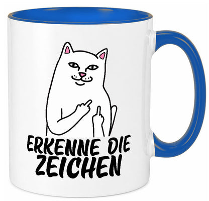Erkenne die Zeichen | Katze Schatten Mittelfinger Geschenk Tierliebhaber Humor