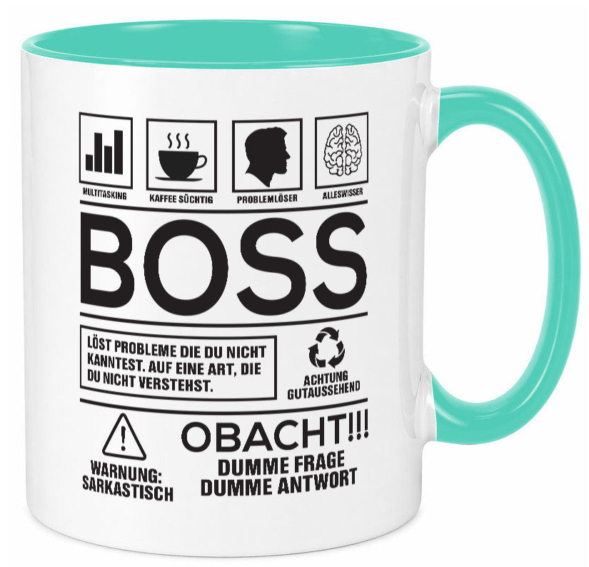 Achtung Probleme Boss | Führungskraft Vorgesetzter lustig Humor Geschenkidee Tasse