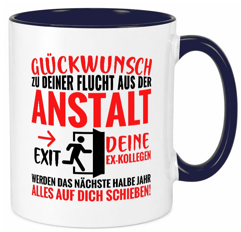 Glückwunsch zur Flucht | Abschied Arbeitskollegen Humor Arbeit Kollegen Büro Tasse