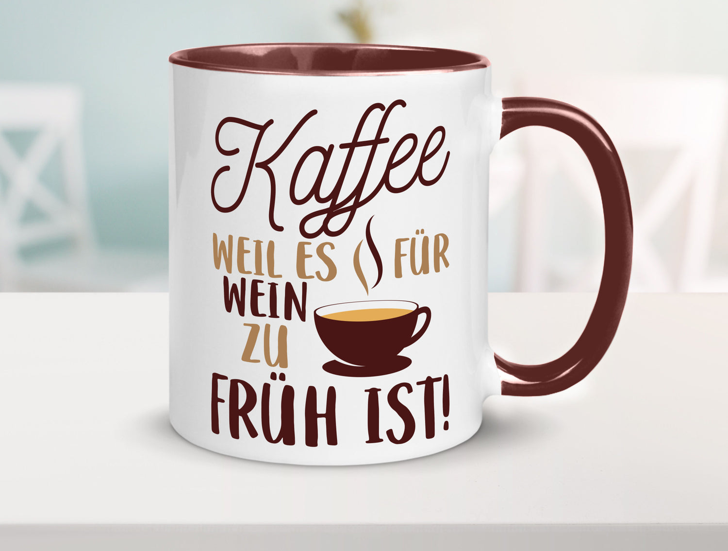 Weil es für Wein zu früh ist | Kaffeetrinker Herzschlag Humor Geschenkidee Tasse
