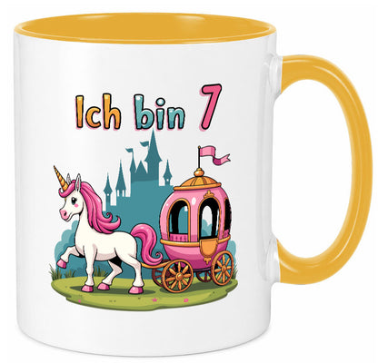 7. Geburtstag | Prinzessin in Kutsche Einhorn lustiger Spruch Geschenk