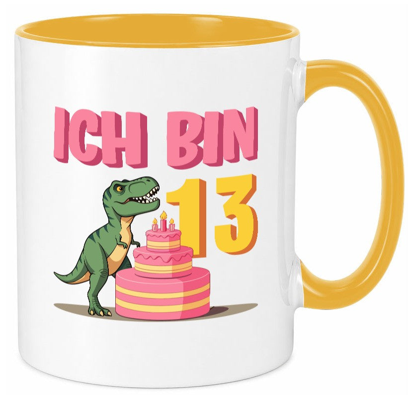 13 Geburtstag | Jahre Dinosaurier mit Kuchen Humor Geschenkidee Tasse
