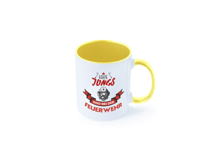 Echte Jungs sind bei der Feuerwehr | Feuerwehrmann lustiger Spruch Geschenk Tasse
