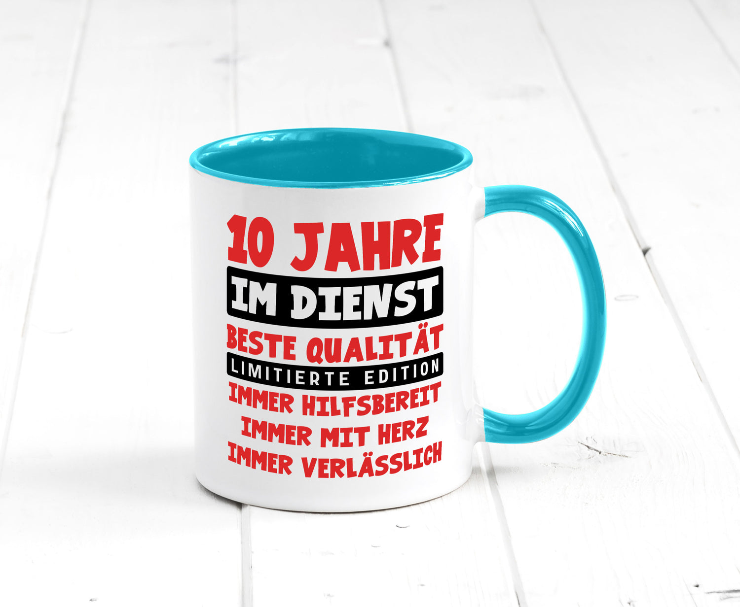 10 Jahre im Dienst | Jubiläum Arbeit v9 lustig Kollegen Büro Geschenk Tasse