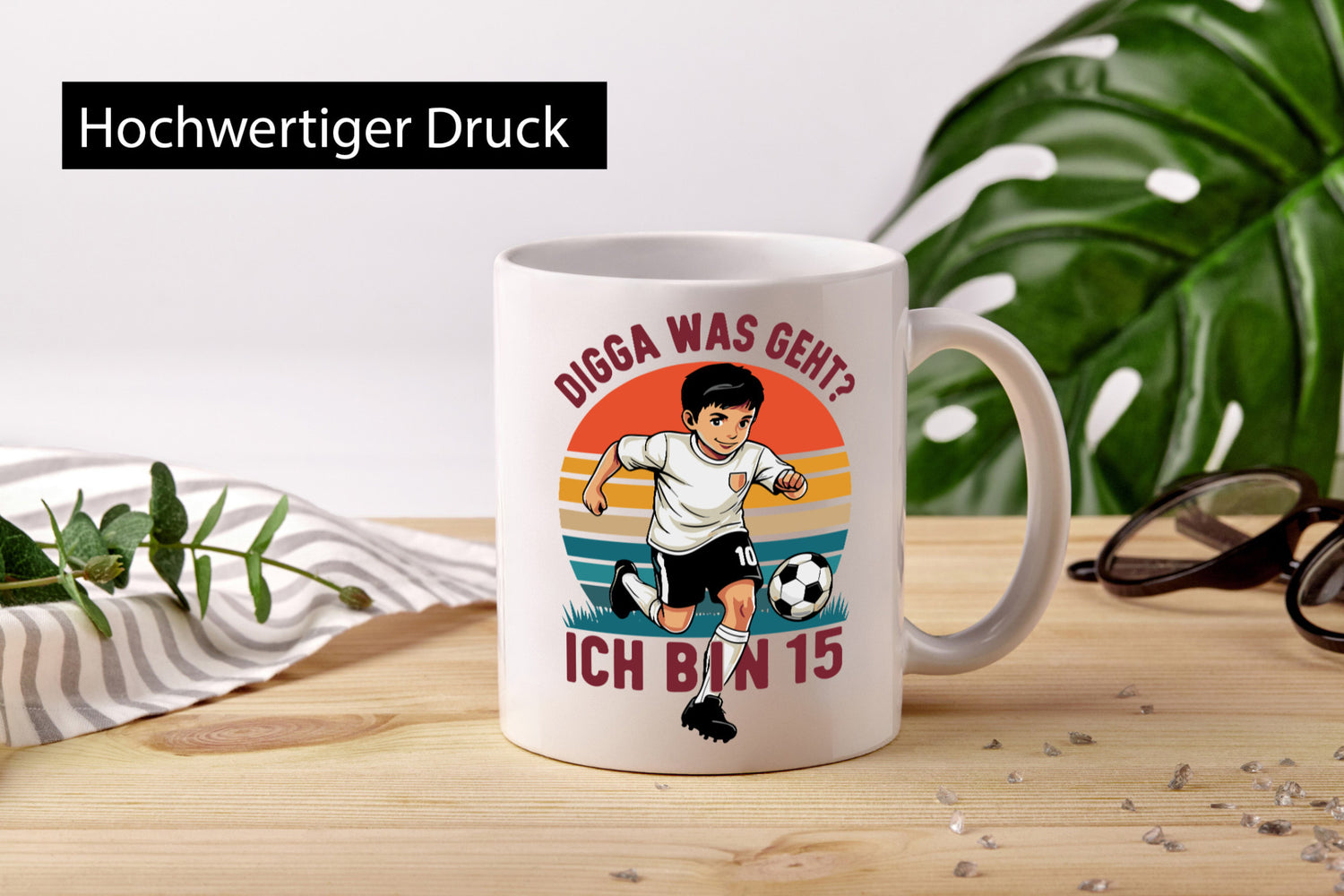 15 Geburtstag | Jahre Digga was geht ab Fußball Humor Geschenkidee Tasse