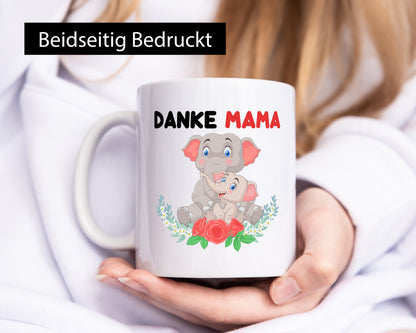 Danke Mama | Elefanten Mutter und Kind lustiger Spruch Geschenk Familie