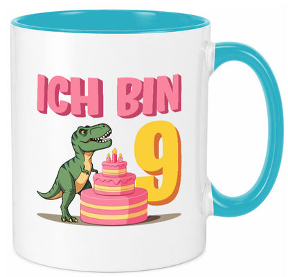 9 Geburtstag | Jahre Dinosaurier mit Kuchen Geschenk Geschenkidee lustiger Tasse