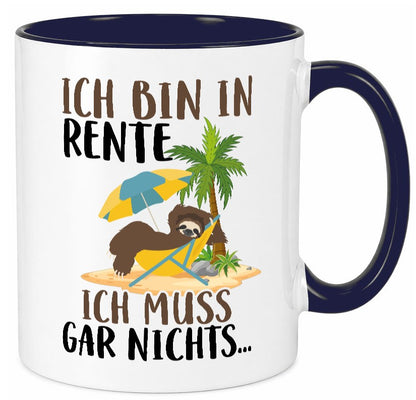 Ich bin in Rente | Faultier Rentner Ruhestand Geschenk Jubiläum lustiger Spruch Tasse