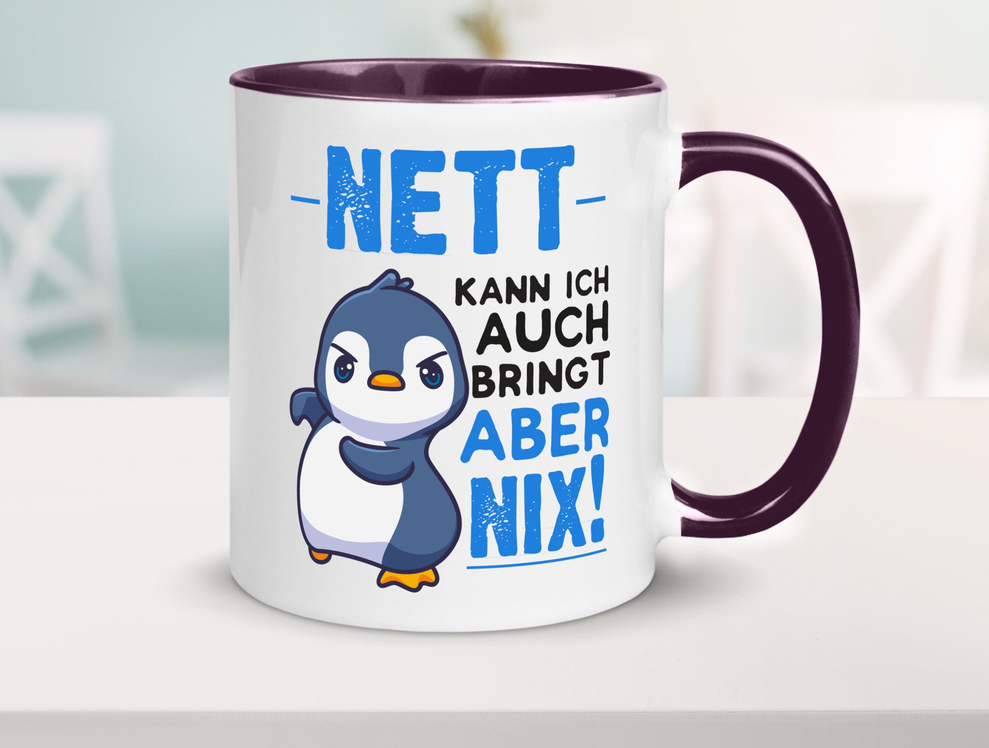 Nett kann ich auch | lustige Spruchtasse Pinguin Geschenk Humor Geschenkidee