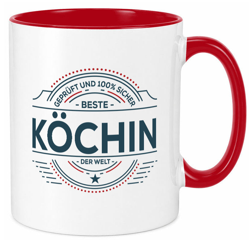 Geprüft und sicher: Köchin | Chefköchin Chefkoch lustiger Spruch Geschenk Tasse