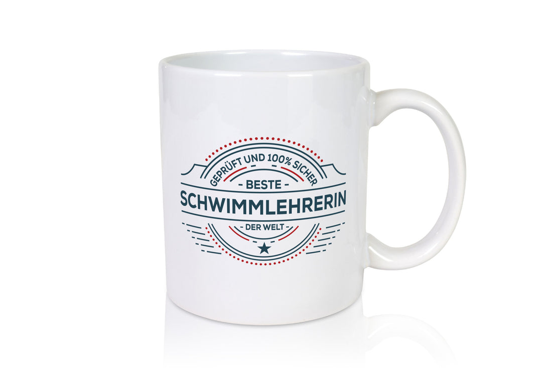 Geprüft und sicher: Schwimmlehrerin | schwimmen Lehrer Humor Geschenkidee Tasse