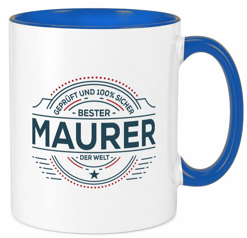Geprüft und sicher: Maurer | Bau Handwerker Geschenk Humor Geschenkidee Tasse
