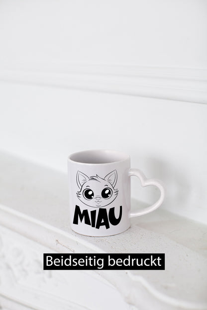 Miau | Katze Geschenkidee Tierliebhaber Humor Tasse