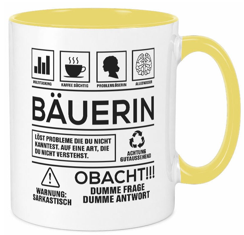 Achtung Probleme Bäuerin | Bauernhof Landwirtschaft Geschenk Humor Geschenkidee Tasse