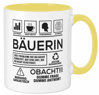 Achtung Probleme Bäuerin | Bauernhof Landwirtschaft Geschenk Humor Geschenkidee Tasse