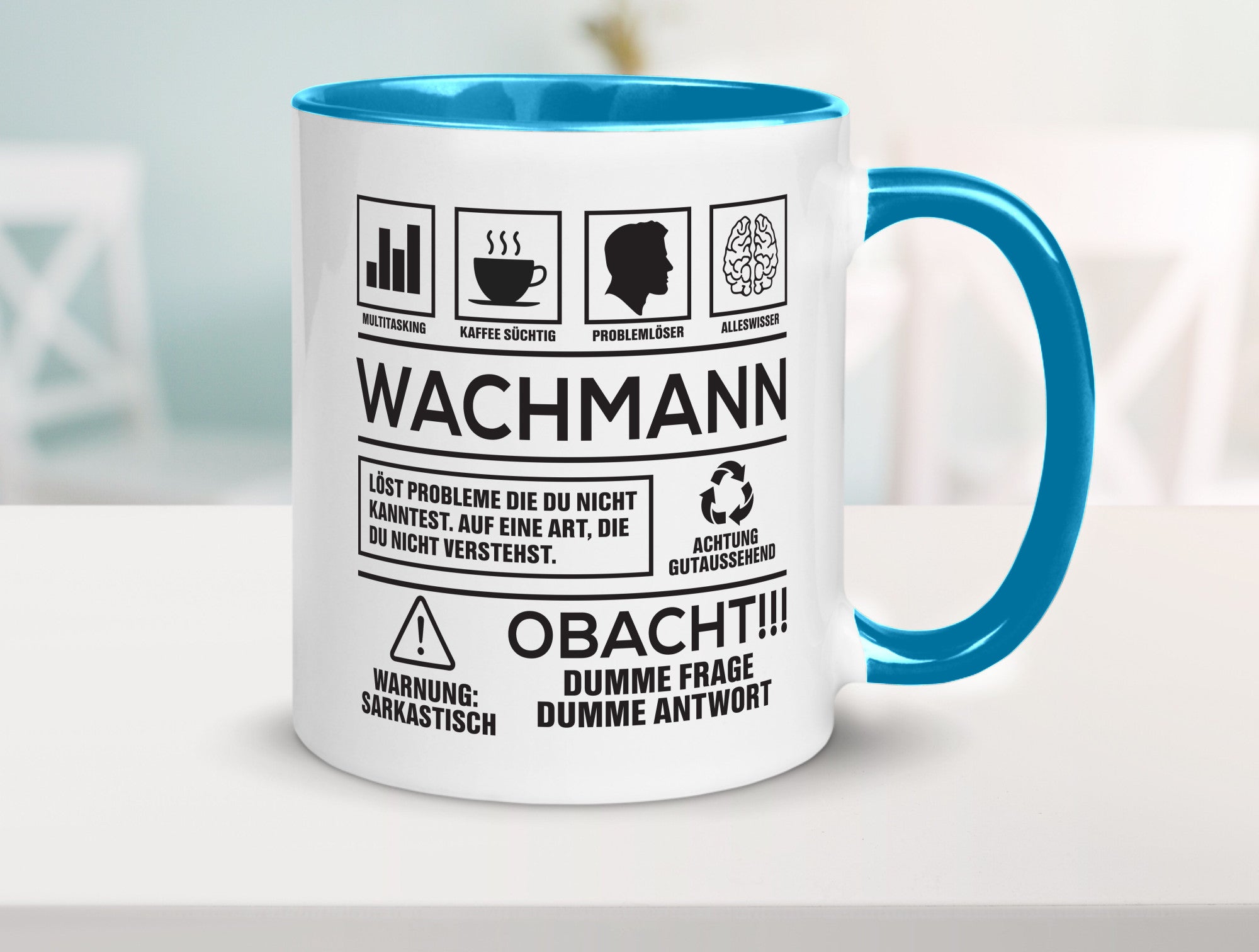 Achtung Probleme Wachmann | Wachpersonal Nachtwächter Geschenkidee Humor Tasse