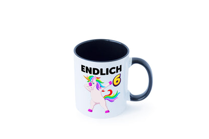 6. Geburtstag | endlich 6 Jahre Einhorn Mädchen Geschenkidee Humor Tasse