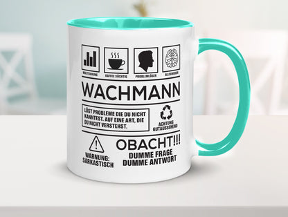 Achtung Probleme Wachmann | Wachpersonal Nachtwächter Geschenkidee Humor Tasse