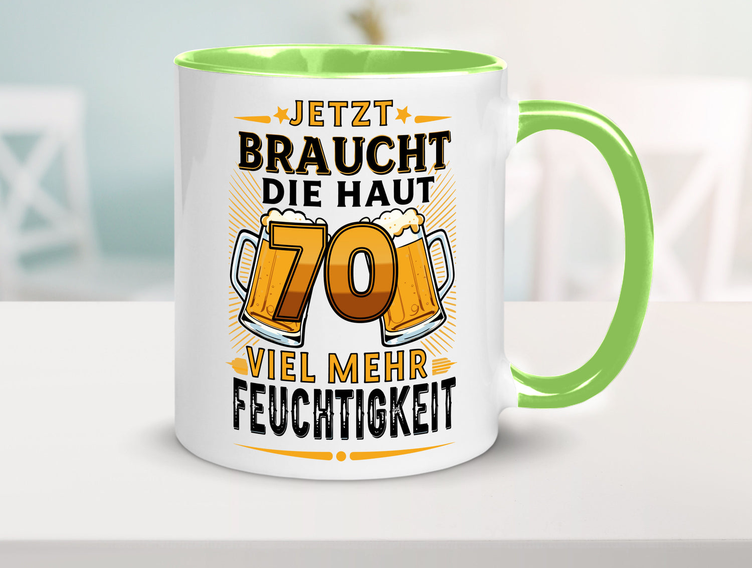 70 braucht die haut mehr Feuchtigkeit | 70. Geburtstag Humor Geschenkidee Tasse