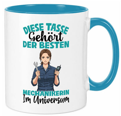 Im Universum: Mechanikerin | KFZ lustiger Spruch Geschenk Humor Geschenkidee Tasse