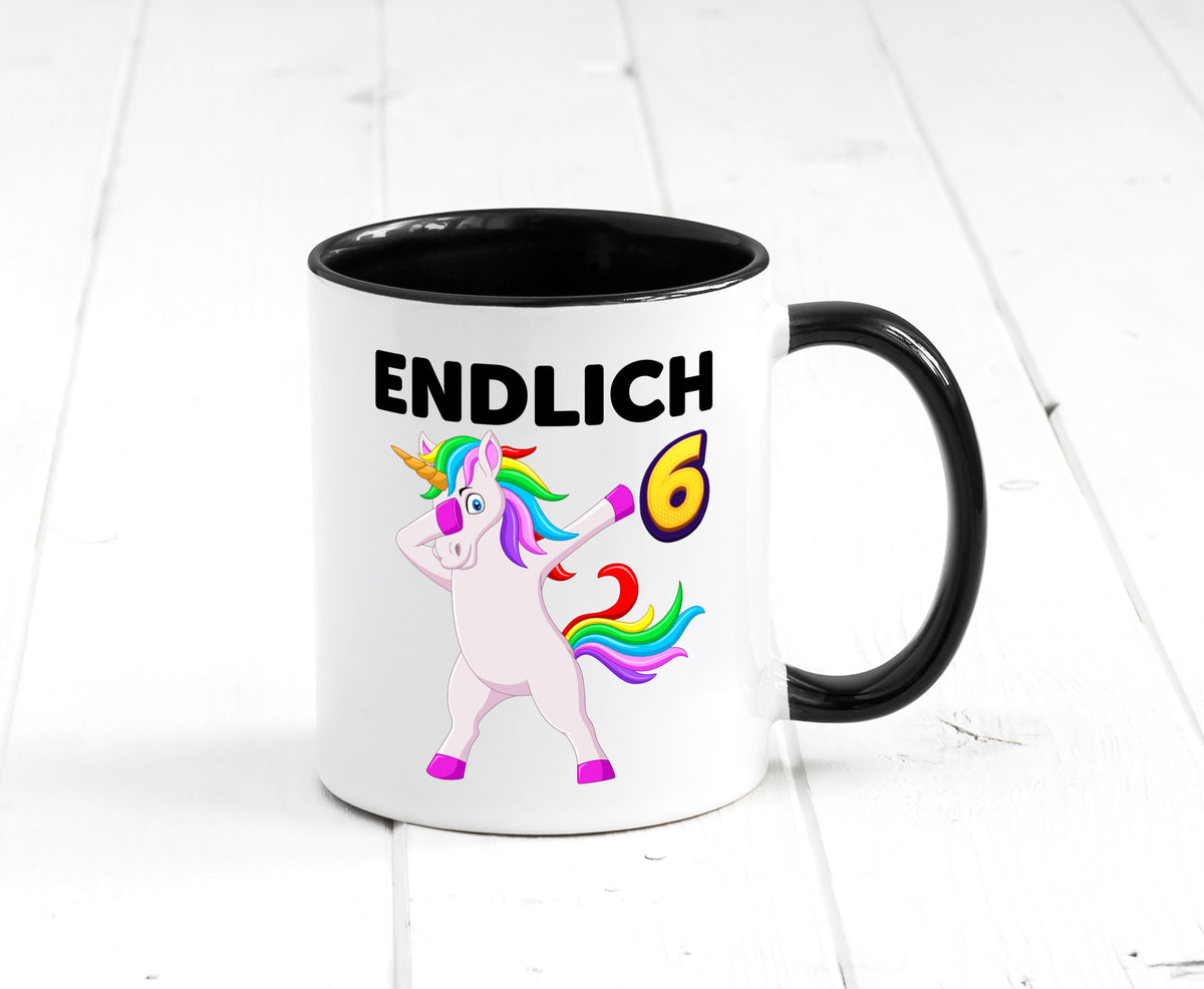 6. Geburtstag | endlich 6 Jahre Einhorn Mädchen Geschenkidee Humor Tasse