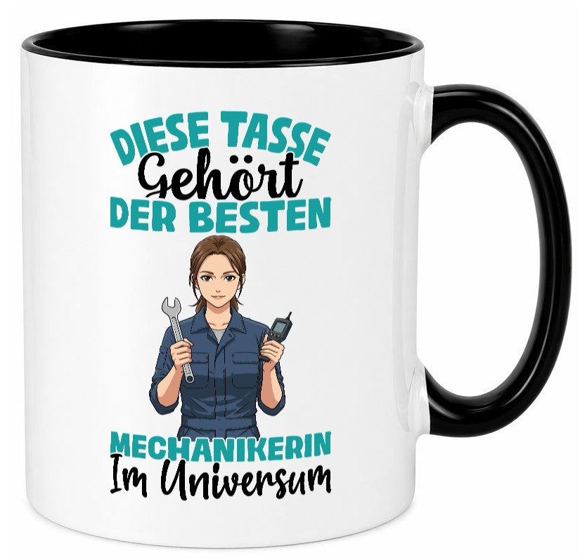 Im Universum: Mechanikerin | KFZ lustiger Spruch Geschenk Humor Geschenkidee Tasse