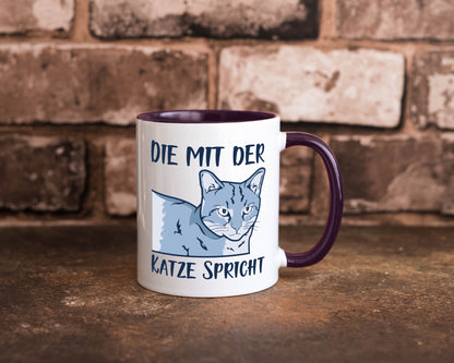 Die mit der Katze spricht | Humor Tierliebhaber Geschenkidee Tasse