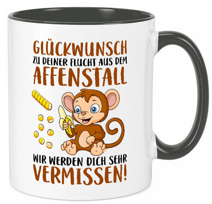 Glückwunsch zur Flucht | Affenstall Arbeitskollegen Geschenk Arbeit Kollegen Tasse