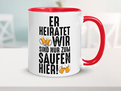 JGA | Er heiratet Junggesellenabschied Polterabend v2 lustiger Spruch Geschenk