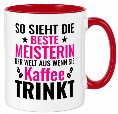 Kaffee trinkt: Meisterin | Meisterbrief Humor Geschenkidee Tasse