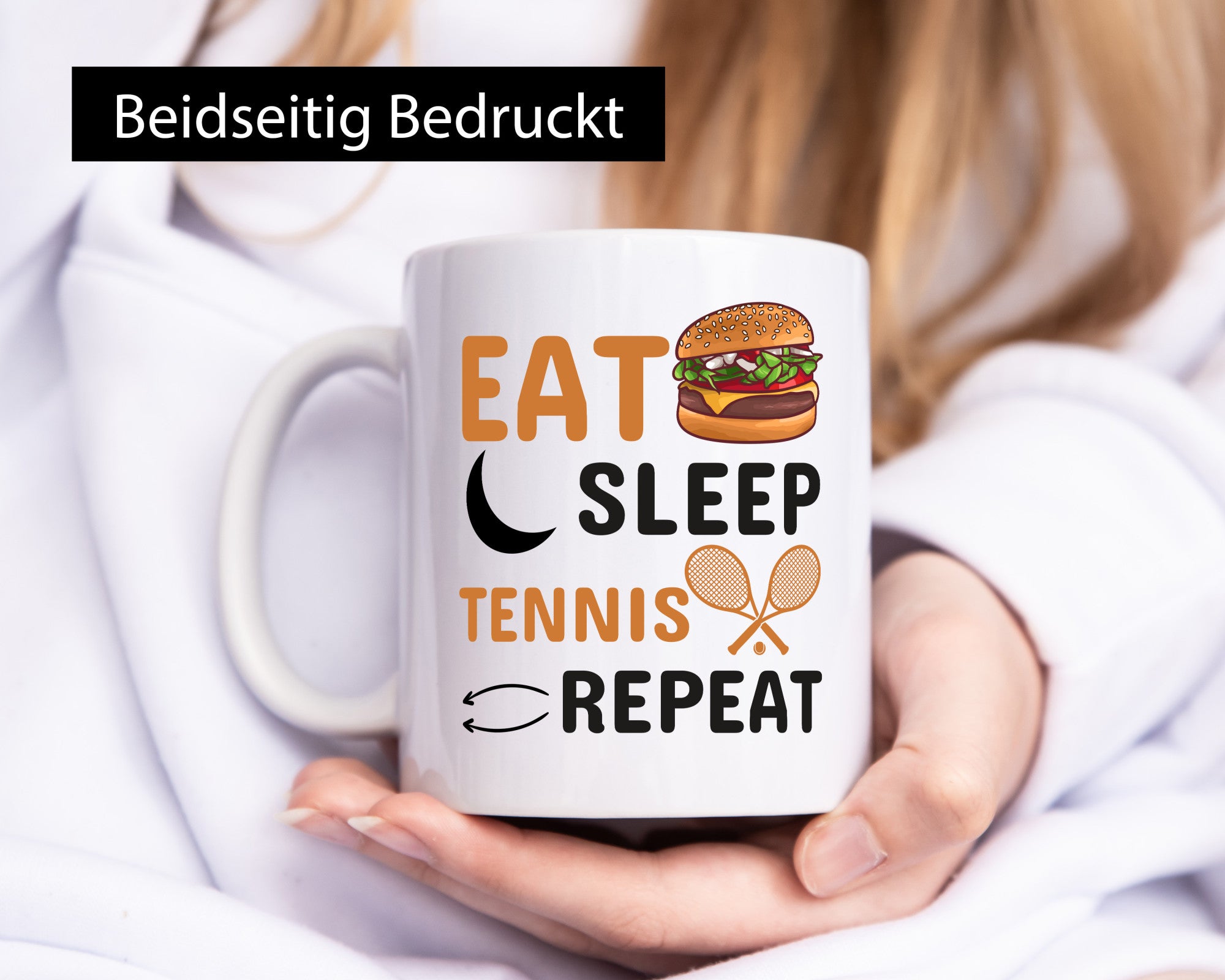 Eat Sleep Tennis Repeat | Tennisspieler Tasse Sport Geschenk Humor Geschenkidee