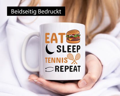 Eat Sleep Tennis Repeat | Tennisspieler Tasse Sport Geschenk Humor Geschenkidee