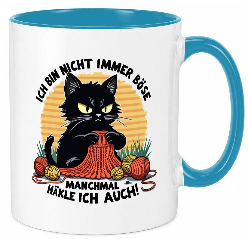 Manchmal Häkle ich auch | Schwarze Katze Häkeln lustig Tierliebhaber Humor Tasse
