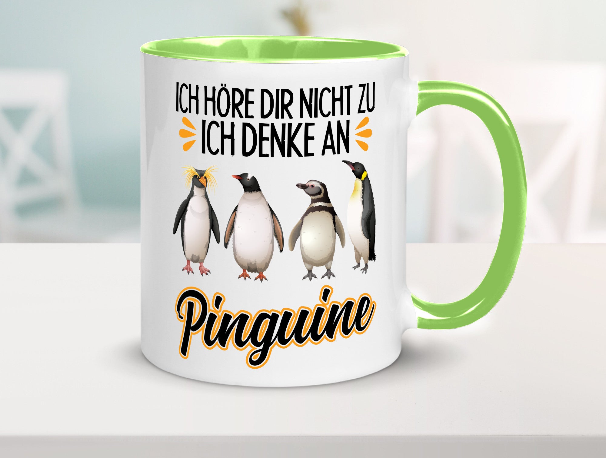 Ich denke an Pinguine Geschenkidee Humor Tasse