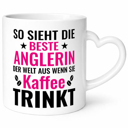 Kaffee trinkt: Anglerin | Angeln Fischerin Geschenkidee Humor Tasse