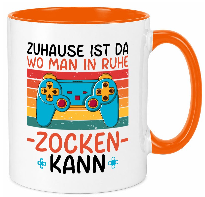 Zuhause ist da wo man in ruhe Zocken kann | Gamer Geschenk Humor Geschenkidee Tasse