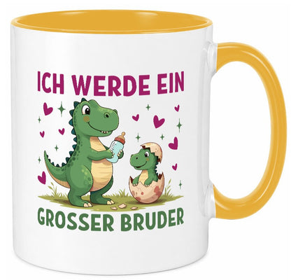 Ich werde ein Großer Bruder | Dino Dinosaurier lustiger Spruch Geschenk Humor Tasse