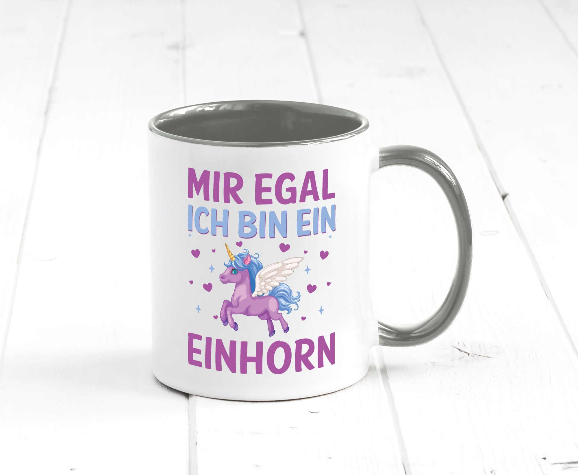 Mir egal, ich bin ein Einhorn| Herzen Geschenkidee Humor Tasse