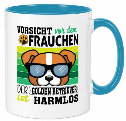Vorsicht vor dem Frauchen Golden Retriever ist Harmlos lustiger Spruch Geschenk