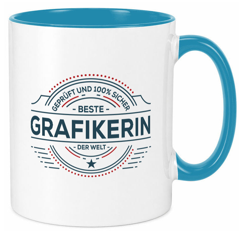 Geprüft und sicher: Grafikerin | Grafik Design Humor Geschenkidee Tasse