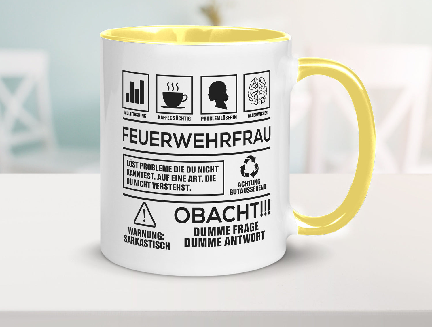 Achtung Probleme Feuerwehrfrau | Feuerwehr lustiger Spruch Geschenk Humor