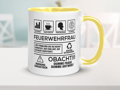 Achtung Probleme Feuerwehrfrau | Feuerwehr lustiger Spruch Geschenk Humor