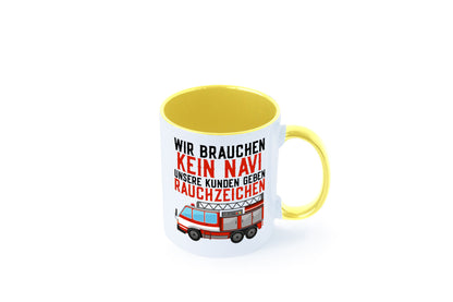 Wir brauchen kein Navi | Feuerwehr Brand Rauchzeichen Geschenkidee Humor Tasse