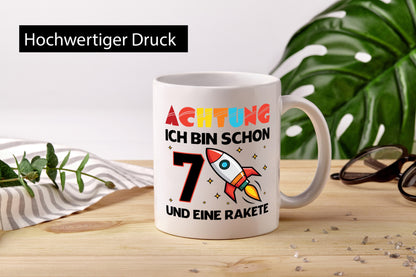 7. Geburtstag | Rakete Weltraum 7 Jahre Galaxy Geschenkidee Humor Tasse