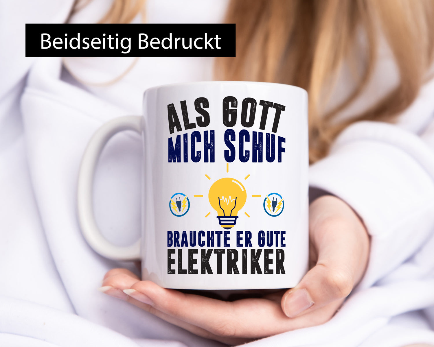 Als mich Gott schuf | Elektriker Arbeit Humor Kollegen Büro Geschenkidee Tasse