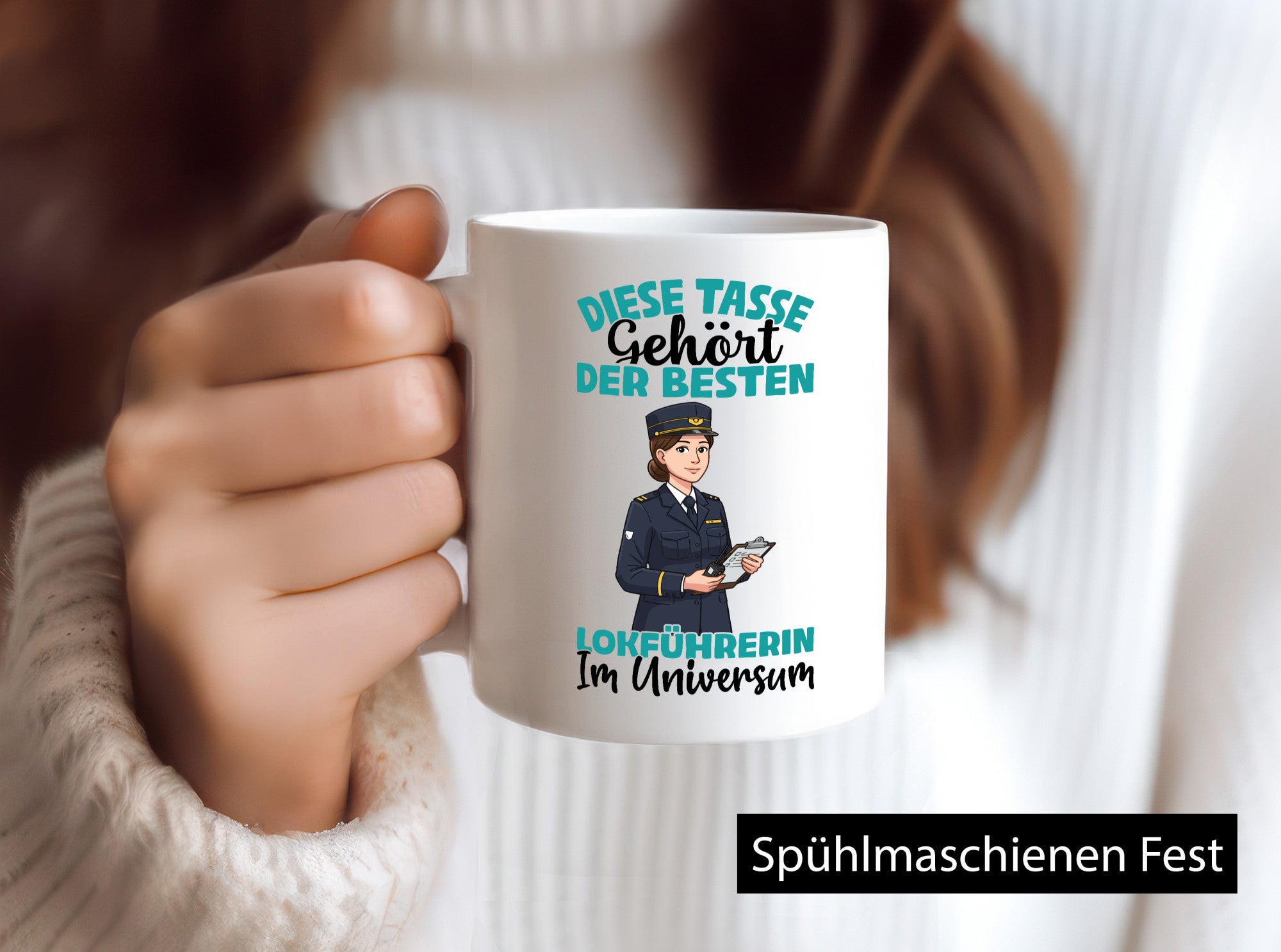 Im Universum: Lokführerin | Zug Beruf lustig Arbeit Kollegen Büro Geschenk Tasse