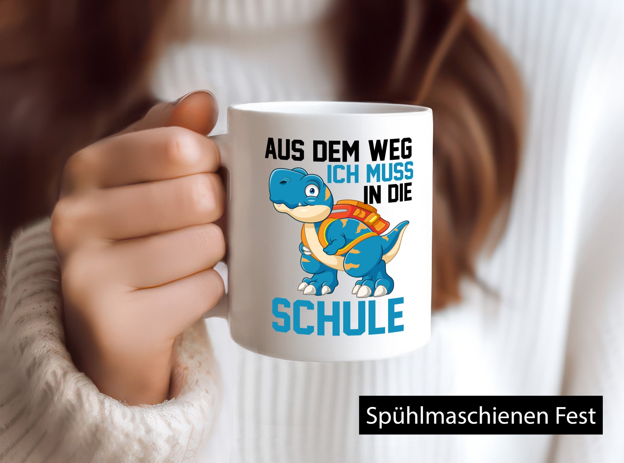 Aus dem weg ich muss in die Schule | Einschulung T-Rex Humor Geschenkidee Tasse
