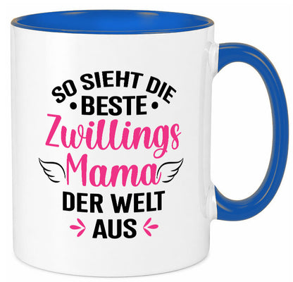 So sieht die Beste Zwillingsmama der Welt aus | Mama lustiger Spruch Geschenk Tasse